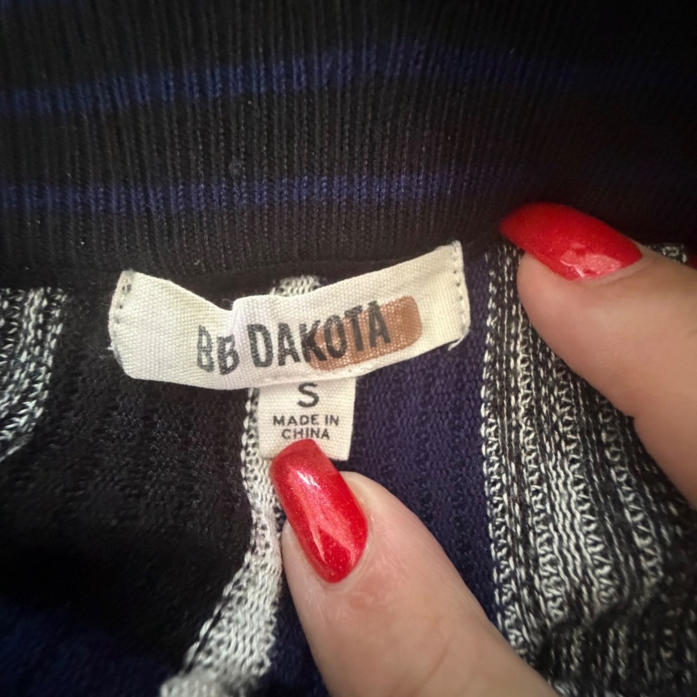 BB Dakota Womens Striped Knit Maxi Skirt Black Navy Blue White Size Small - Picture 4 of 4